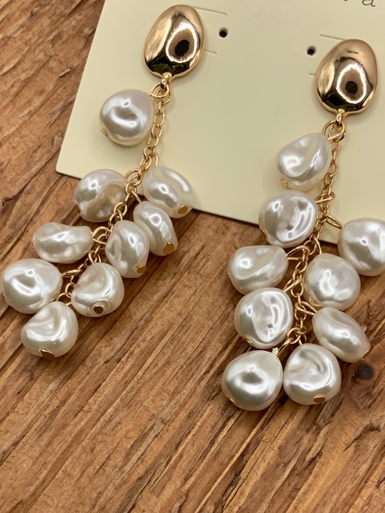 Jewelry - A. New Day Gold Tone Cluster Faux White Baroque Pearl Drop Dangle Earrings